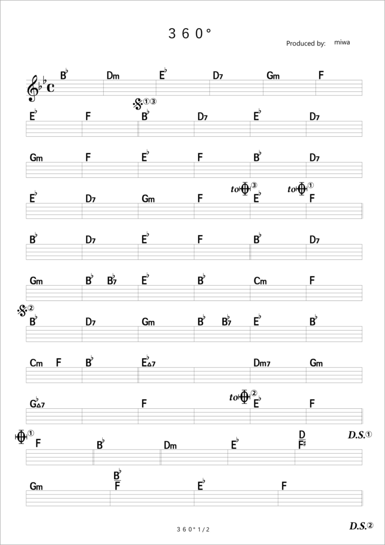 360°  miwa  コード進行さくら
