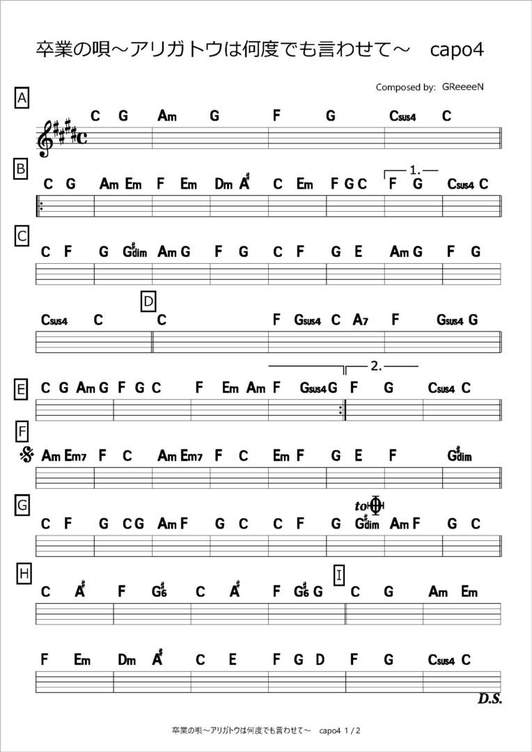 卒業の唄～アリガトウは何度でも言わせて～capo4